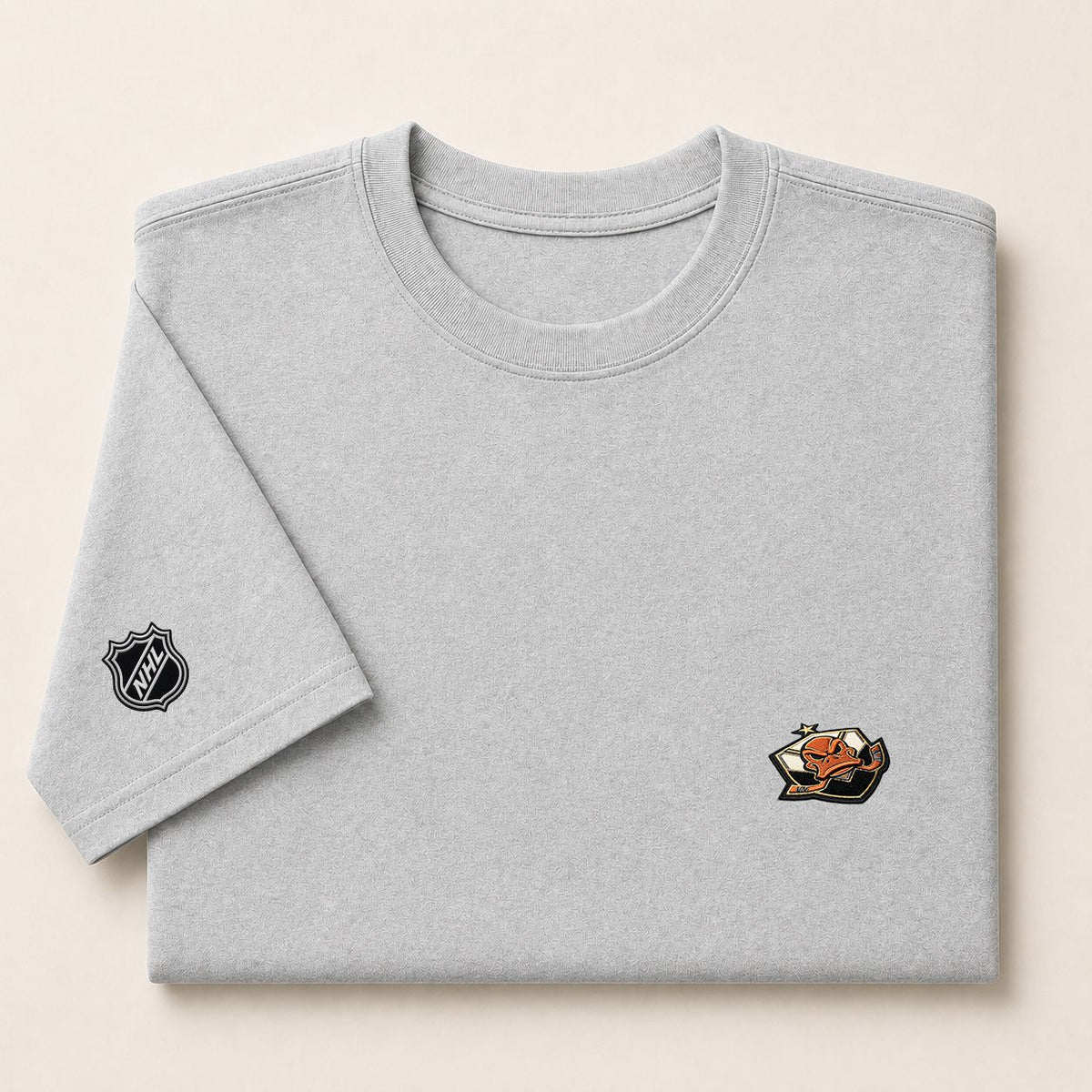 001 Anaheim Ducks Puff Embroidered Logo T-Shirt - Unisex Short Sleeve Tee