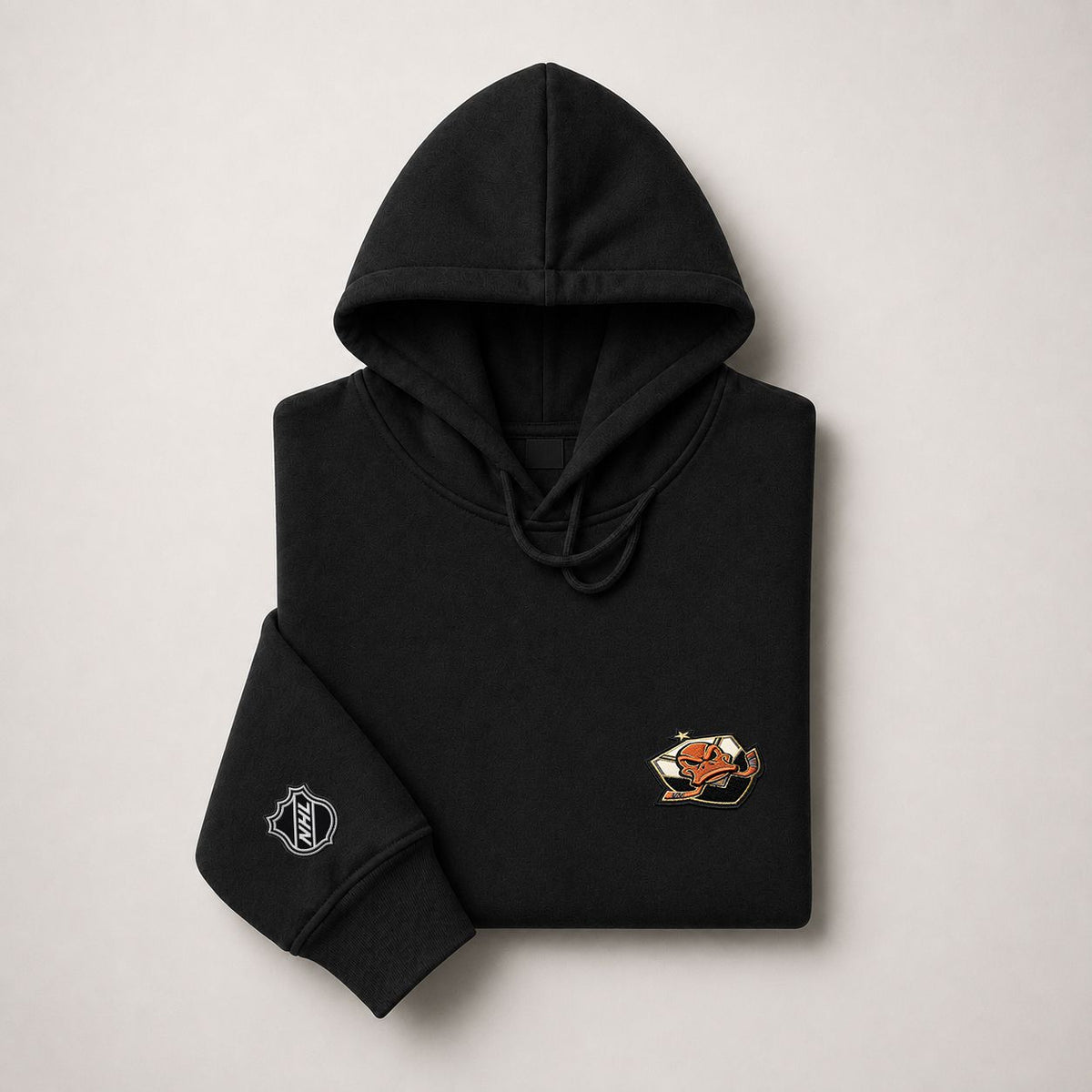001 Anaheim Ducks Pullover Hoodie - Embroidered Logo Fleece Sweatshirt