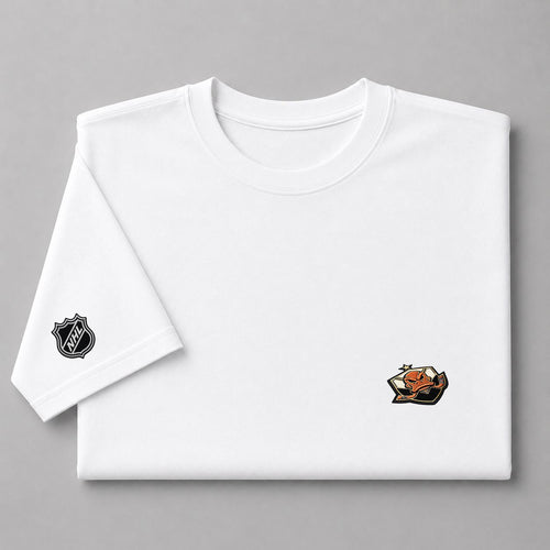 001 Anaheim Ducks Puff Embroidered Logo T-Shirt - Unisex Short Sleeve Tee