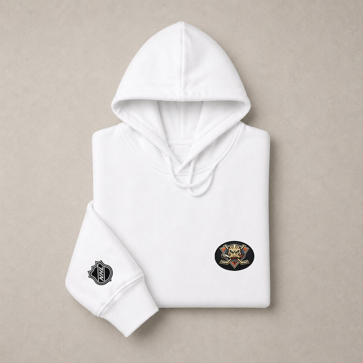 001 Anaheim Ducks Pullover Hoodie - Embroidered Logo Fleece Sweatshirt