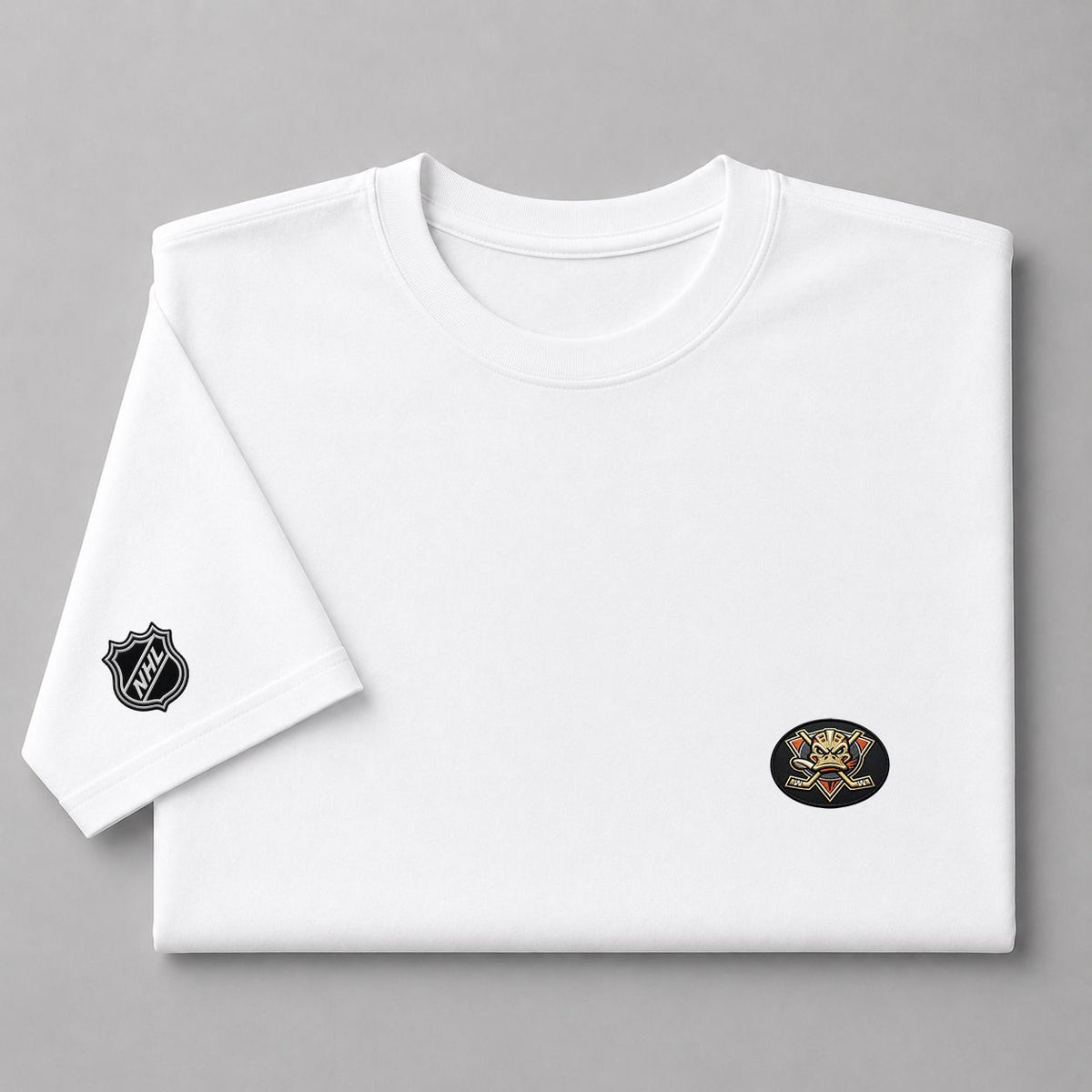 001 Anaheim Ducks Puff Embroidered Logo T-Shirt - Unisex Short Sleeve Tee