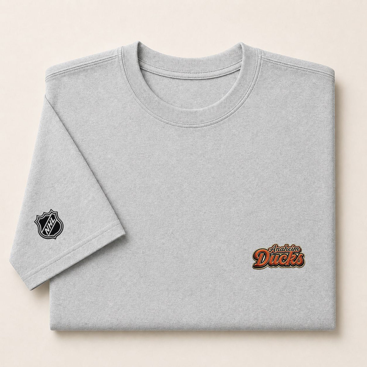 002 Anaheim Ducks Puff Embroidered Logo T-Shirt - Unisex Short Sleeve Tee