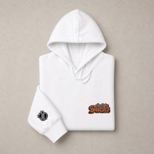 002 Anaheim Ducks Pullover Hoodie - Embroidered Logo Fleece Sweatshirt