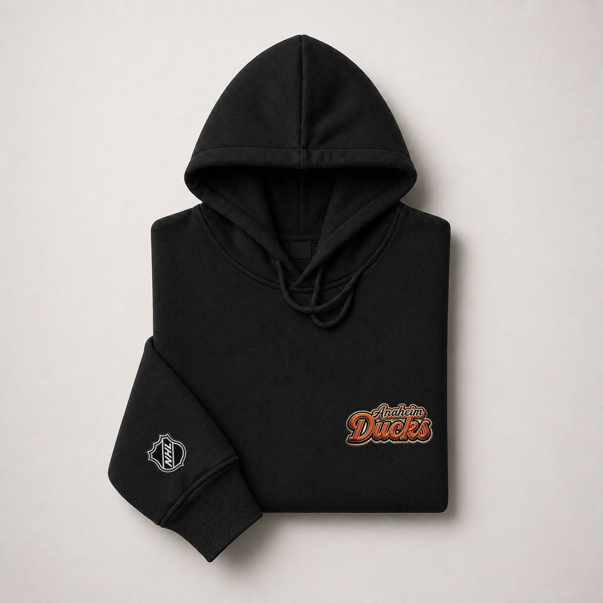 002 Anaheim Ducks Pullover Hoodie - Embroidered Logo Fleece Sweatshirt
