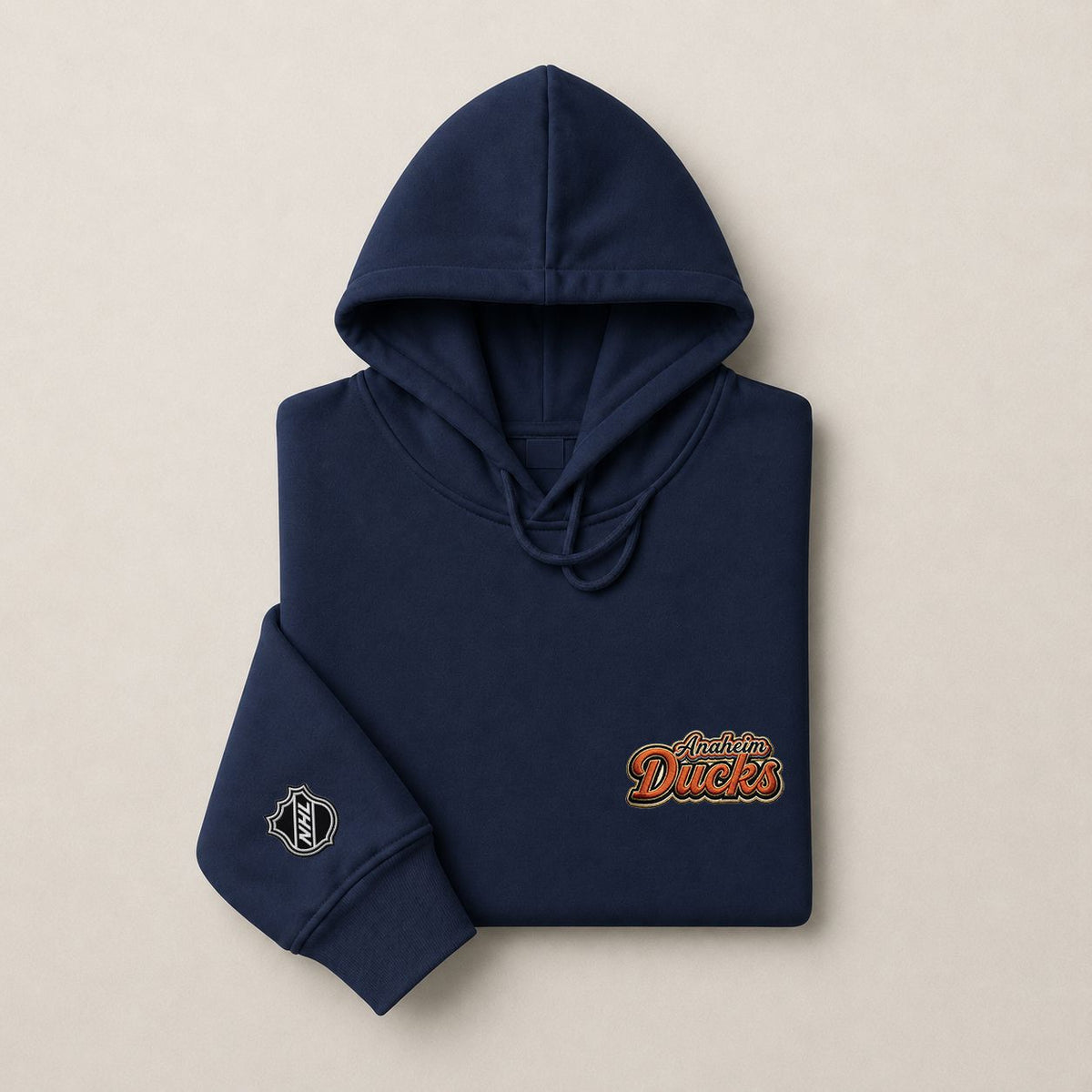 002 Anaheim Ducks Pullover Hoodie - Embroidered Logo Fleece Sweatshirt