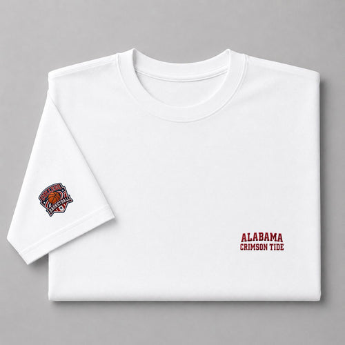 005 Alabama Crimson Tide Embroidered Logo Puff Embroidered Logo T-Shirt - Unisex Short Sleeve Tee