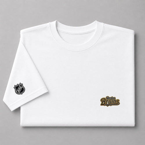 005 Boston Bruins Puff Embroidered Logo T-Shirt - Unisex Short Sleeve Tee