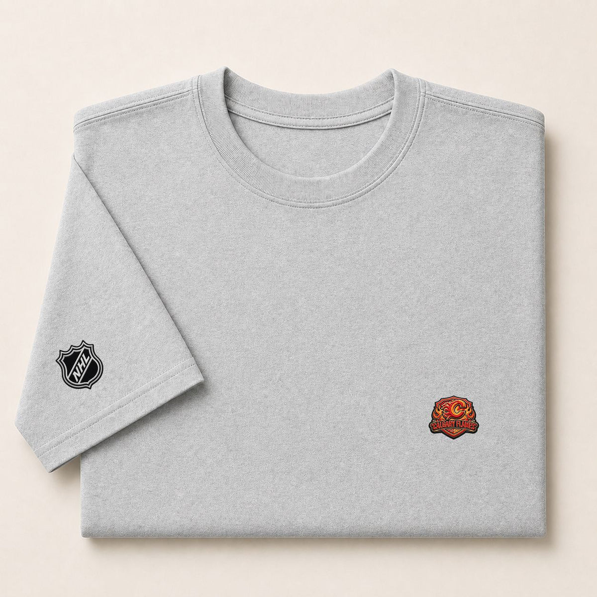 012 Calgary Flames Puff Embroidered Logo T-Shirt - Unisex Short Sleeve Tee