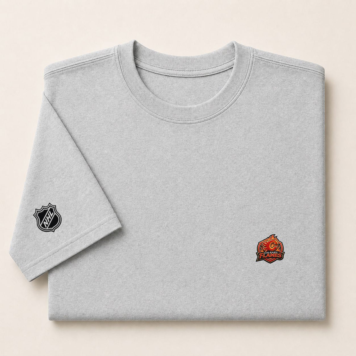 012 Calgary Flames Puff Embroidered Logo T-Shirt - Unisex Short Sleeve Tee
