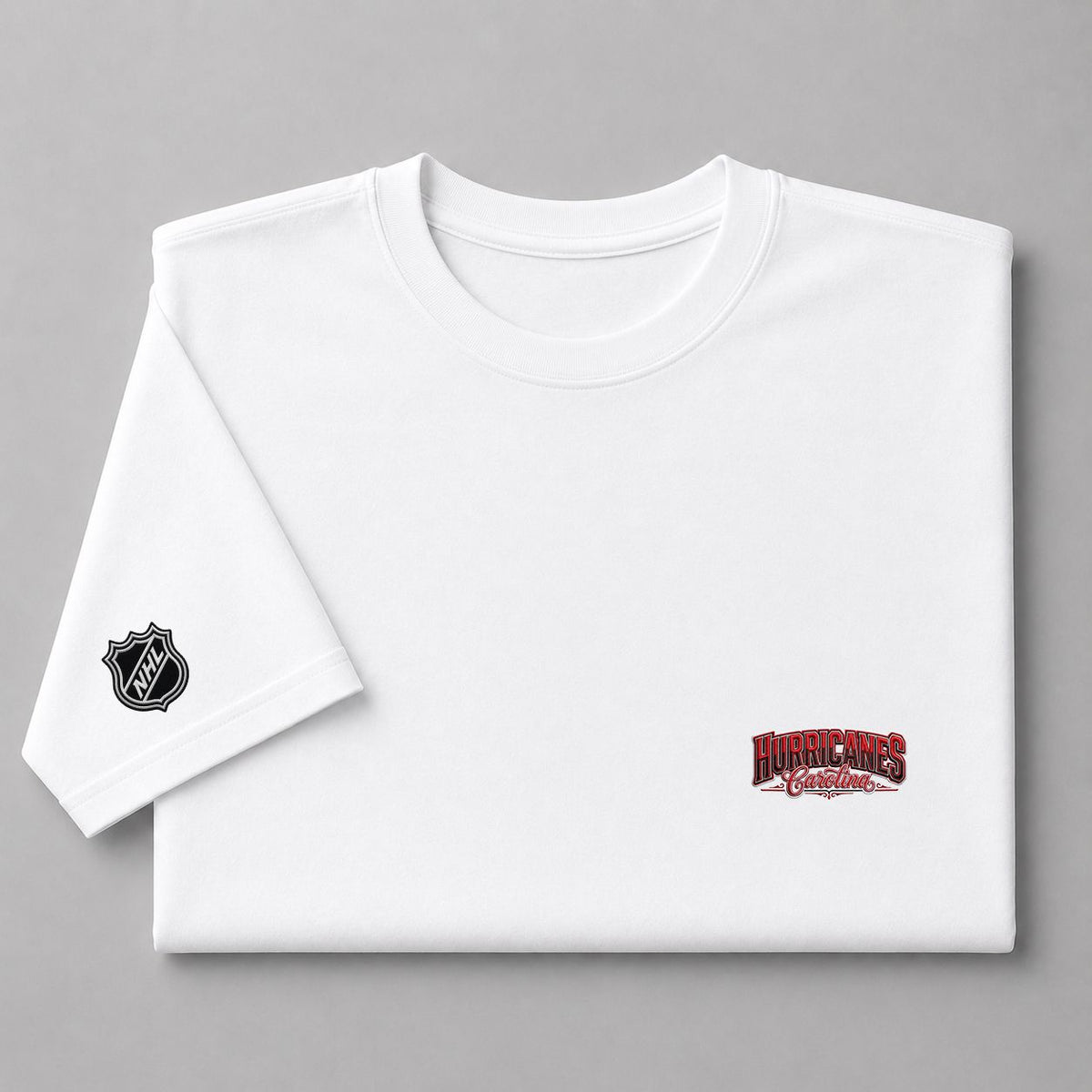 014 Carolina Hurricanes Puff Embroidered Logo T-Shirt - Unisex Short Sleeve Tee
