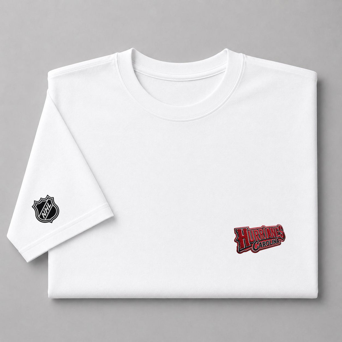 014 Carolina Hurricanes Puff Embroidered Logo T-Shirt - Unisex Short Sleeve Tee