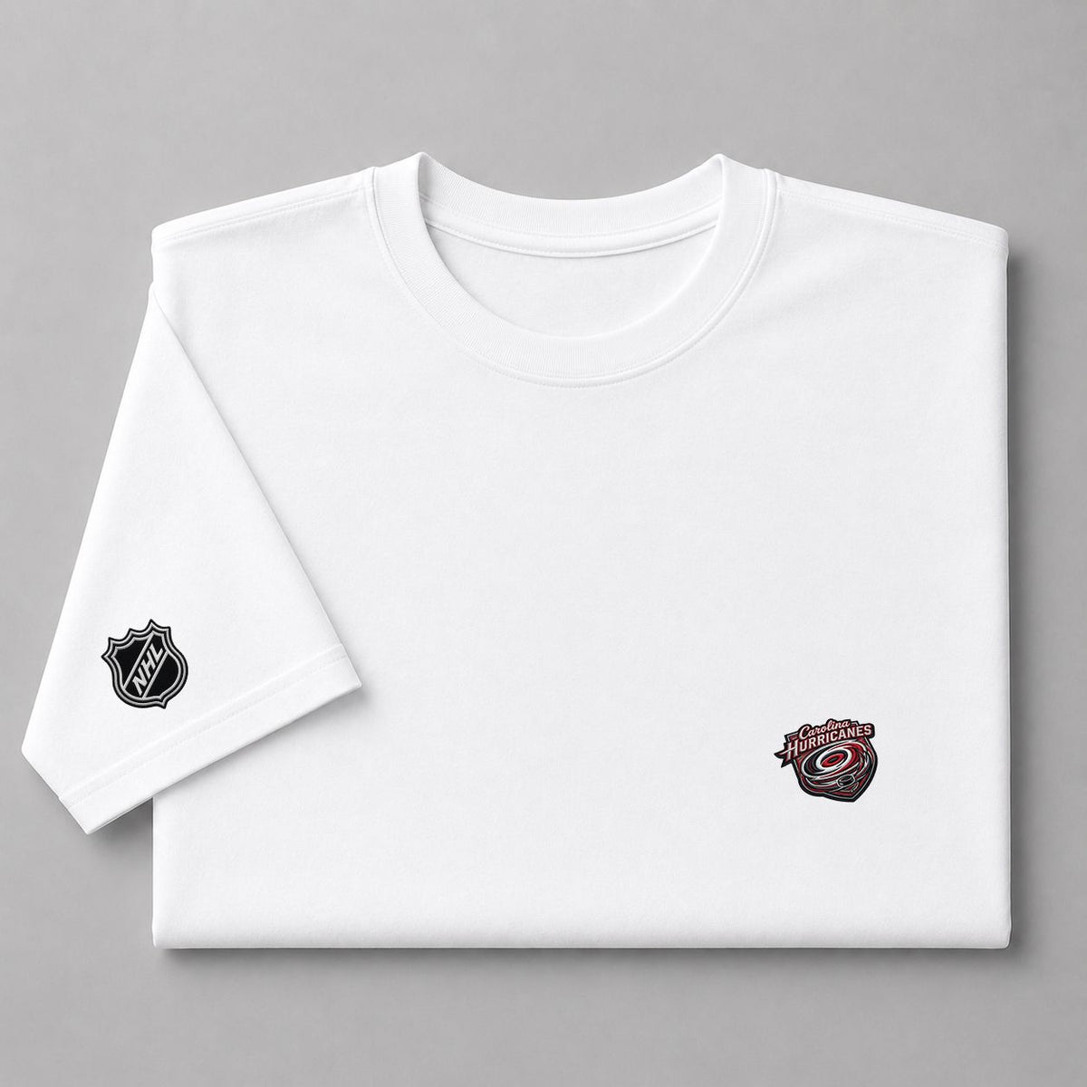 015 Carolina Hurricanes Puff Embroidered Logo T-Shirt - Unisex Short Sleeve Tee