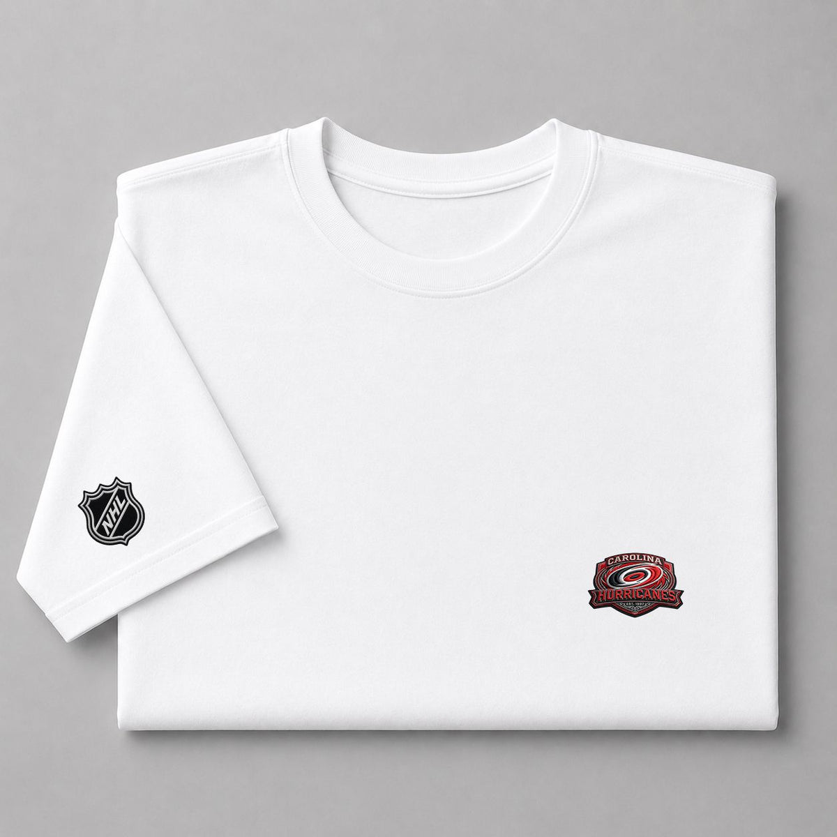 015 Carolina Hurricanes Puff Embroidered Logo T-Shirt - Unisex Short Sleeve Tee