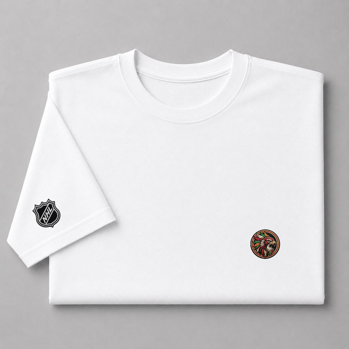 016 Chicago Blackhawks Puff Embroidered Logo T-Shirt - Unisex Short Sleeve Tee