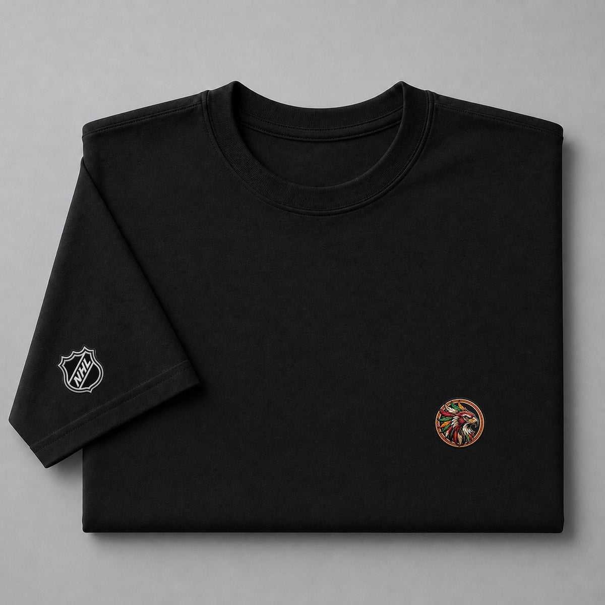 016 Chicago Blackhawks Puff Embroidered Logo T-Shirt - Unisex Short Sleeve Tee