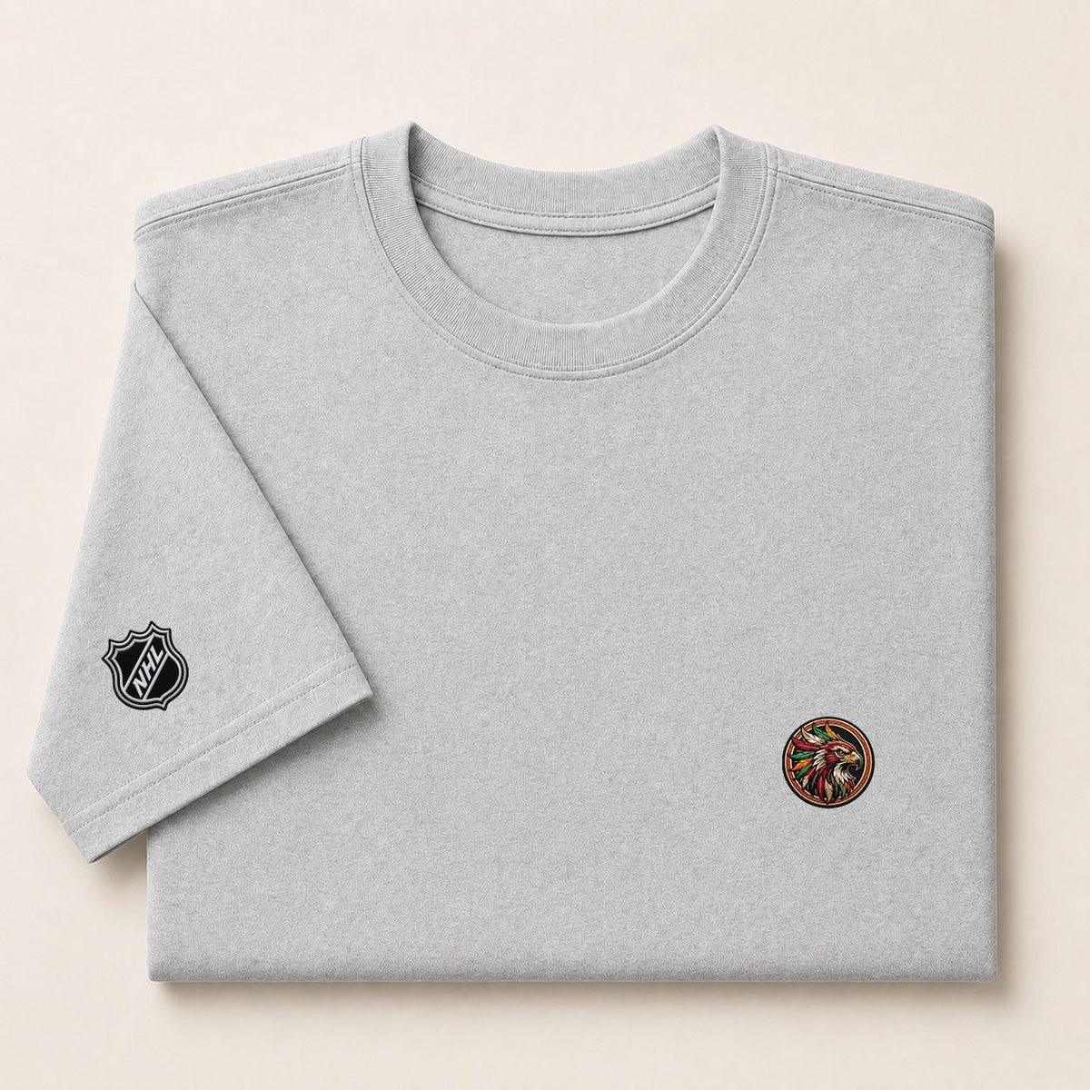 016 Chicago Blackhawks Puff Embroidered Logo T-Shirt - Unisex Short Sleeve Tee