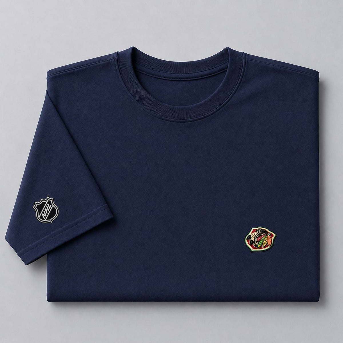 016 Chicago Blackhawks Puff Embroidered Logo T-Shirt - Unisex Short Sleeve Tee