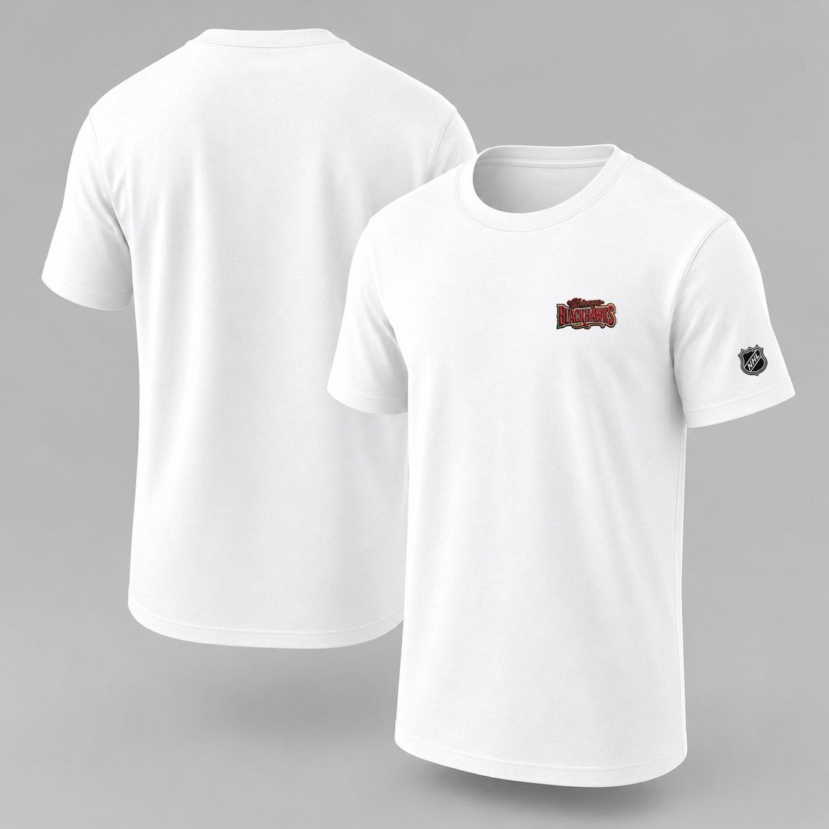 017 Chicago Blackhawks Puff Embroidered Logo T-Shirt - Unisex Short Sleeve Tee