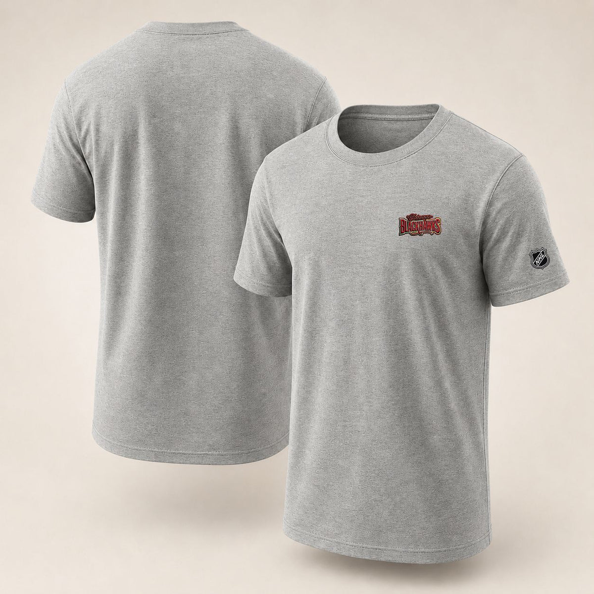 017 Chicago Blackhawks Puff Embroidered Logo T-Shirt - Unisex Short Sleeve Tee