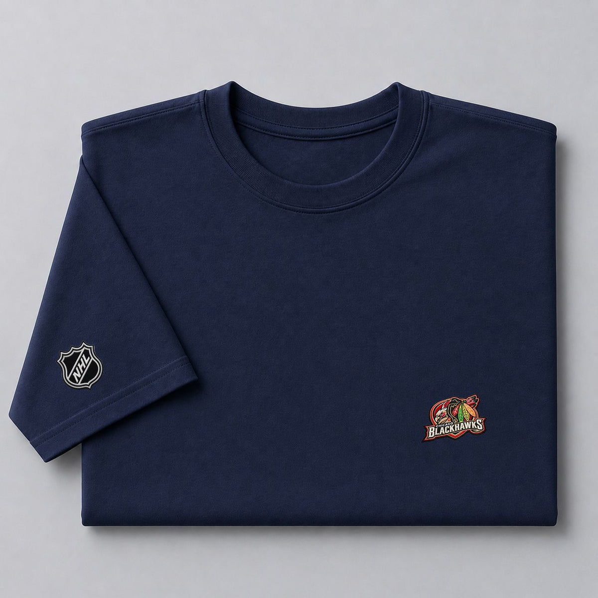 018 Chicago Blackhawks Puff Embroidered Logo T-Shirt - Unisex Short Sleeve Tee