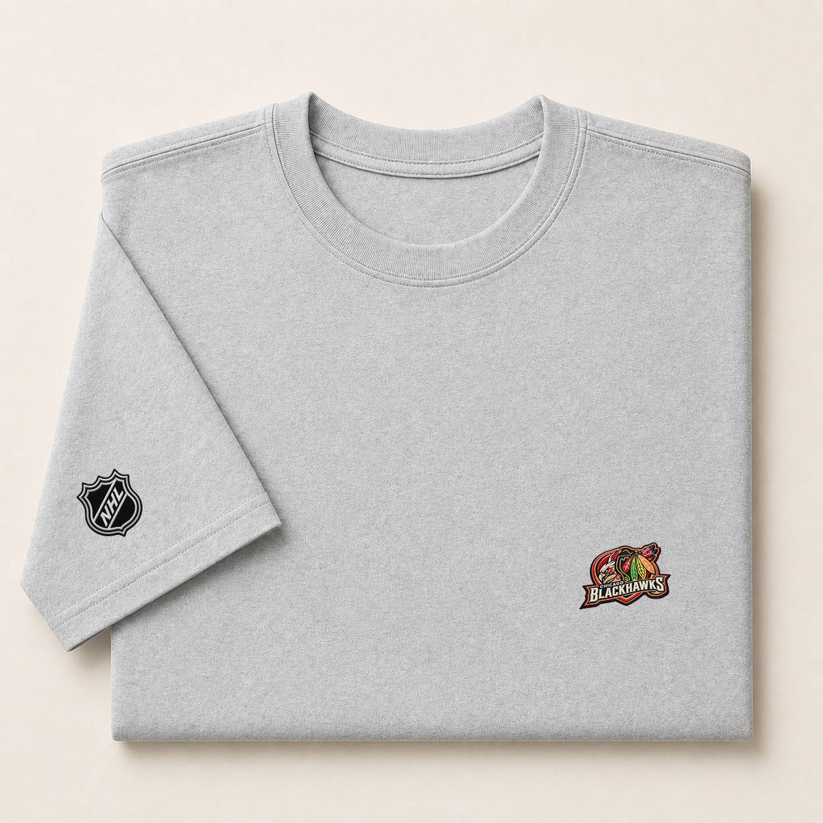 018 Chicago Blackhawks Puff Embroidered Logo T-Shirt - Unisex Short Sleeve Tee
