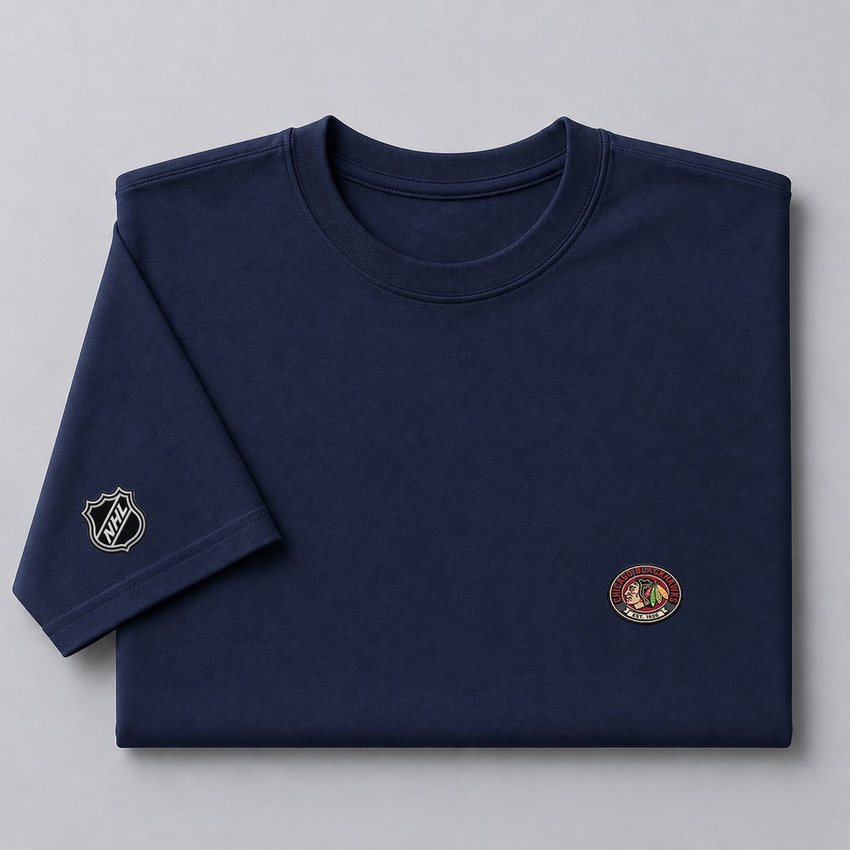 018 Chicago Blackhawks Puff Embroidered Logo T-Shirt - Unisex Short Sleeve Tee