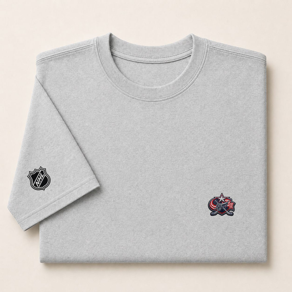 022 Columbus Blue Jackets Puff Embroidered Logo T-Shirt - Unisex Short Sleeve Tee