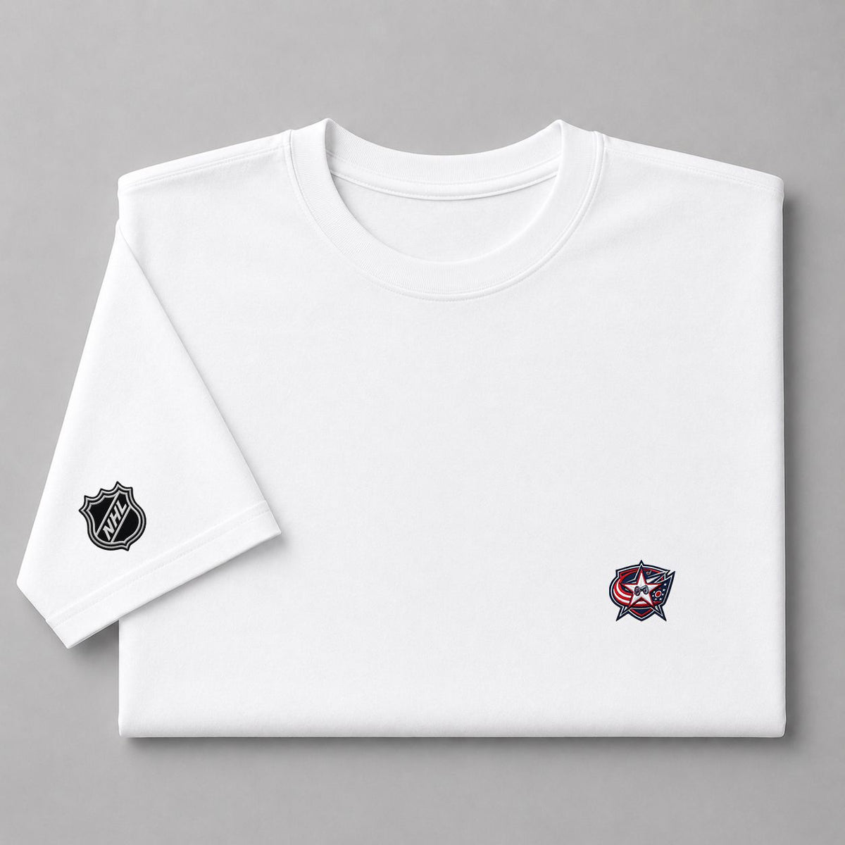 022 Columbus Blue Jackets Puff Embroidered Logo T-Shirt - Unisex Short Sleeve Tee