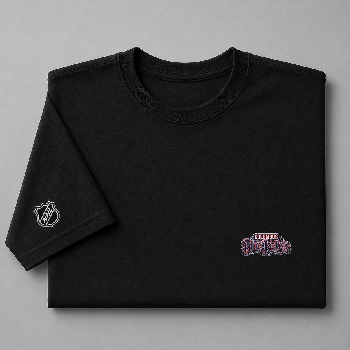 023 Columbus Blue Jackets Puff Embroidered Logo T-Shirt - Unisex Short Sleeve Tee