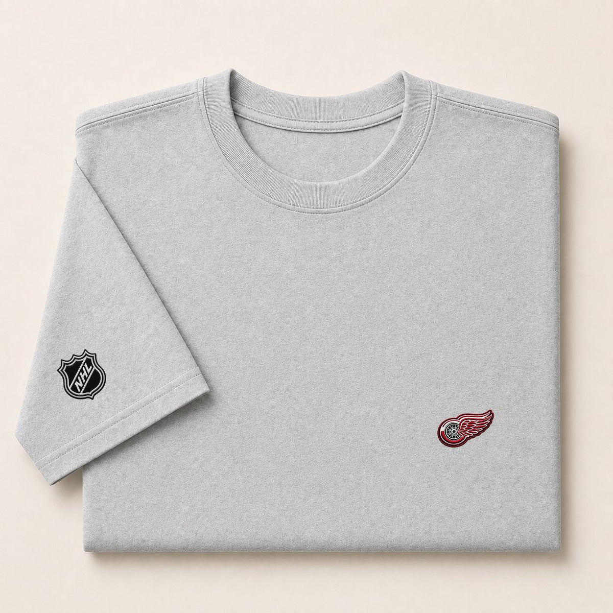 028 Detroit Red Wings Puff Embroidered Logo T-Shirt - Unisex Short Sleeve Tee