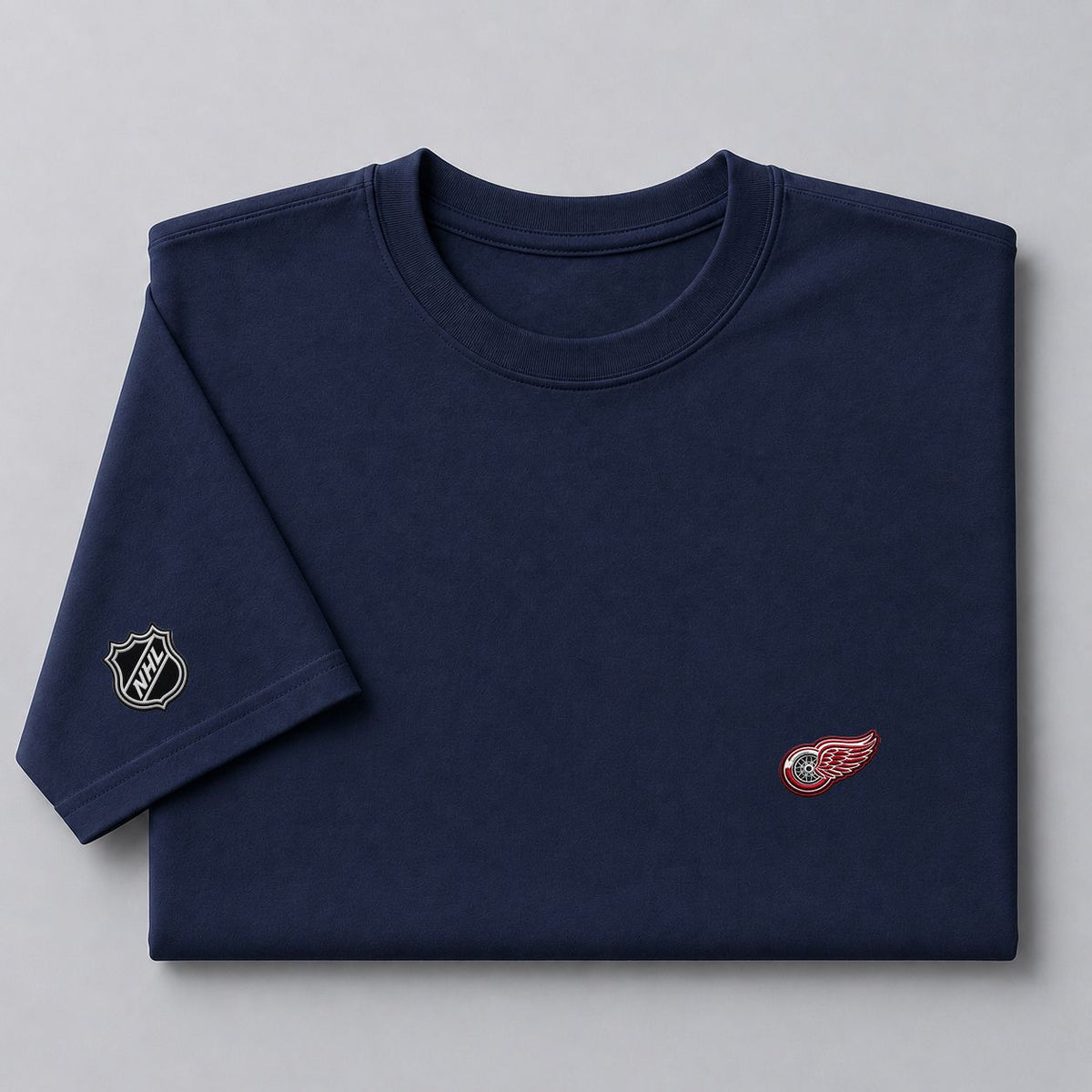 028 Detroit Red Wings Puff Embroidered Logo T-Shirt - Unisex Short Sleeve Tee