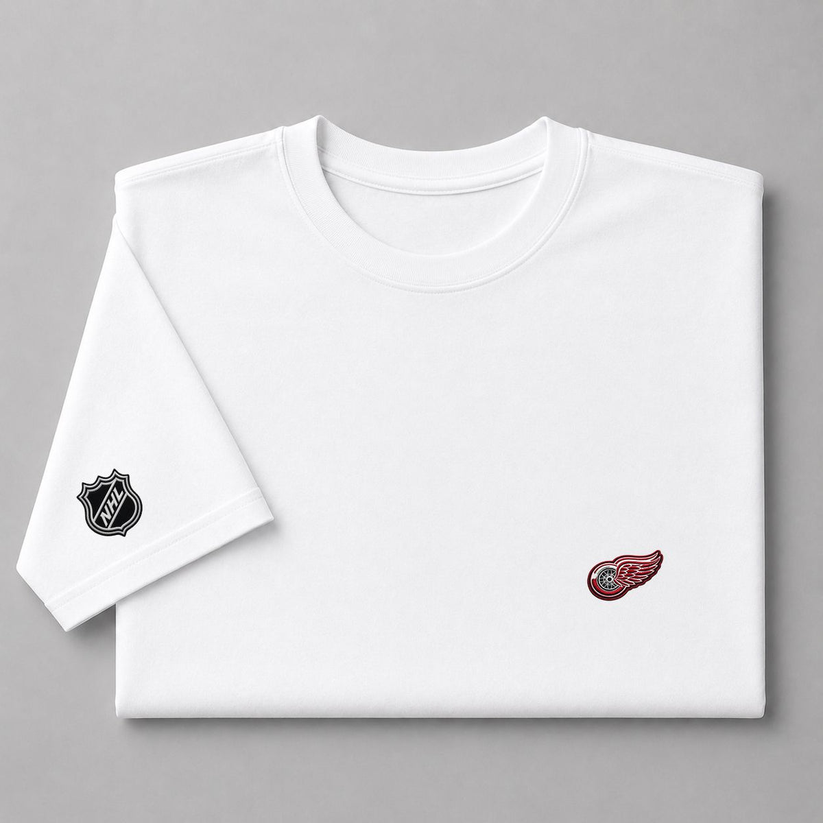 028 Detroit Red Wings Puff Embroidered Logo T-Shirt - Unisex Short Sleeve Tee
