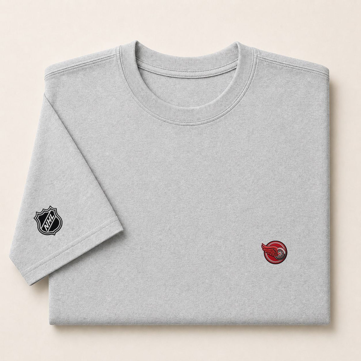 028 Detroit Red Wings Puff Embroidered Logo T-Shirt - Unisex Short Sleeve Tee