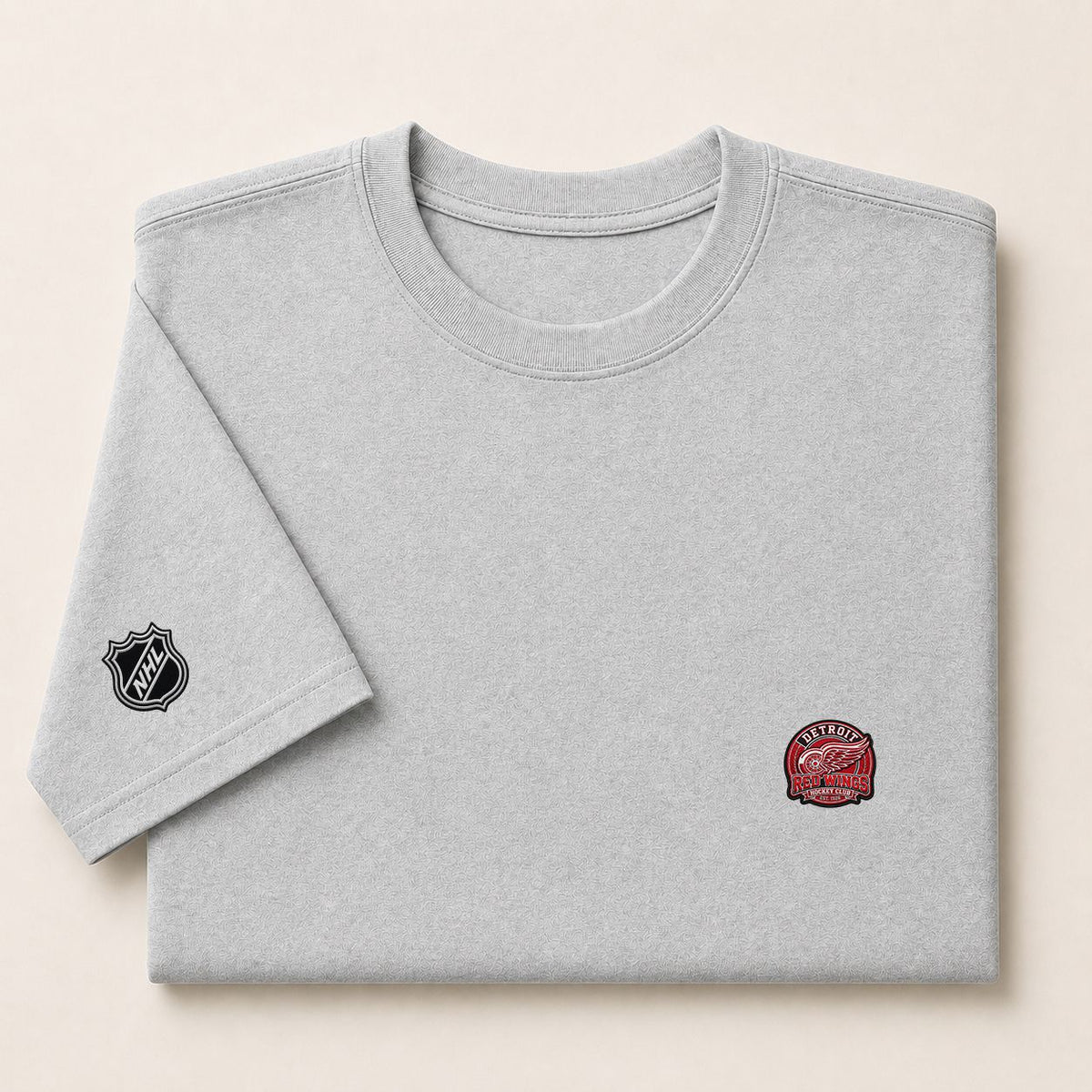 030 Detroit Red Wings Puff Embroidered Logo T-Shirt - Unisex Short Sleeve Tee