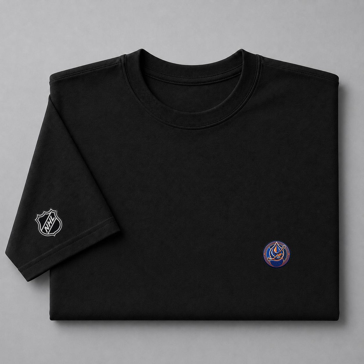 031 Edmonton Oilers Puff Embroidered Logo T-Shirt - Unisex Short Sleeve Tee