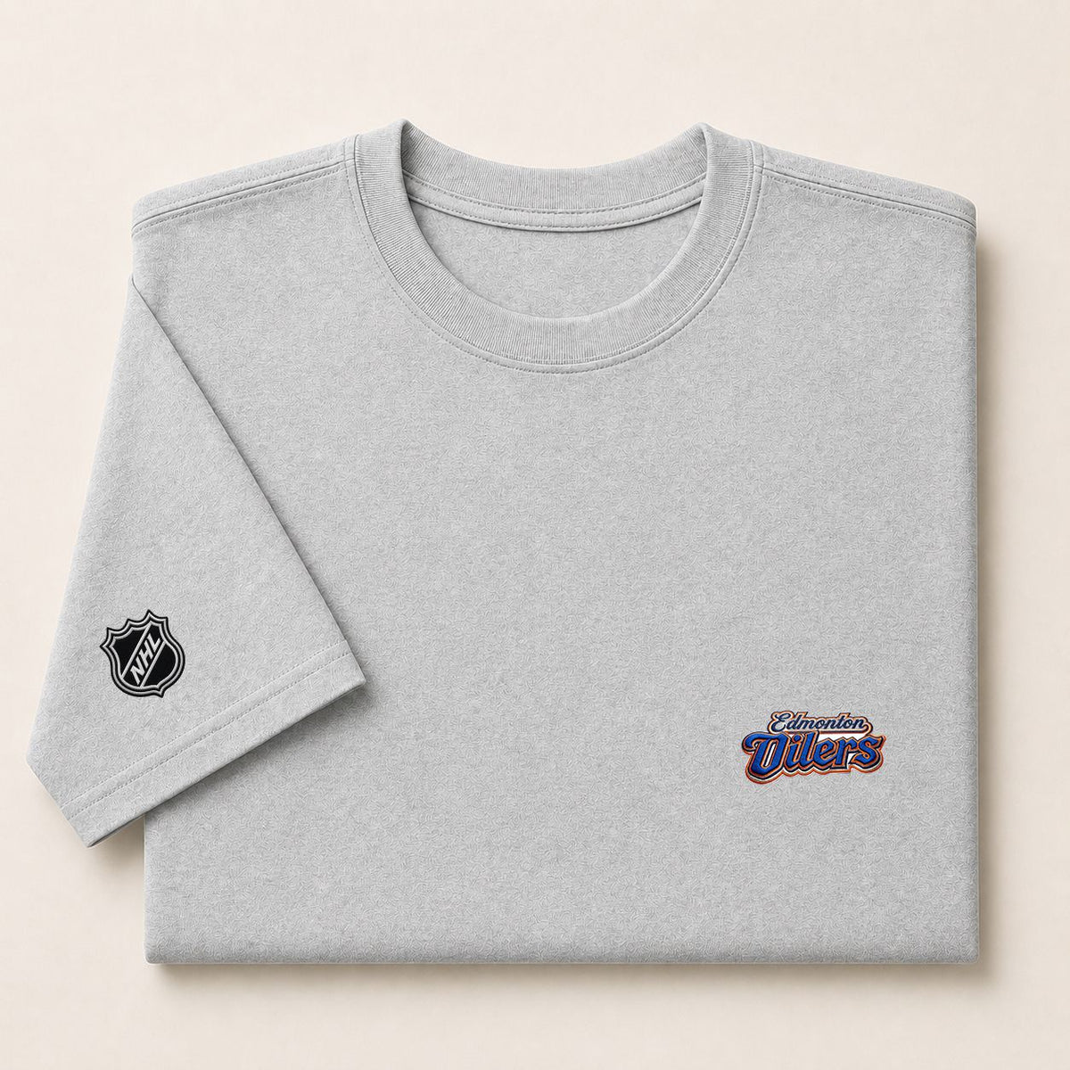 032 Edmonton Oilers Puff Embroidered Logo T-Shirt - Unisex Short Sleeve Tee