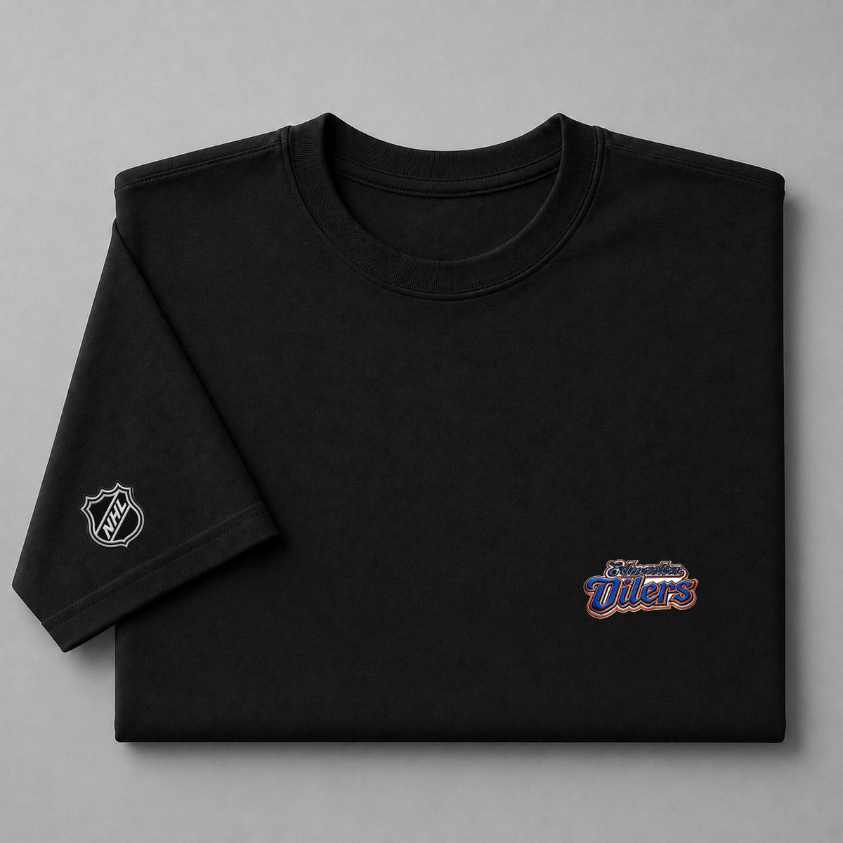 032 Edmonton Oilers Puff Embroidered Logo T-Shirt - Unisex Short Sleeve Tee