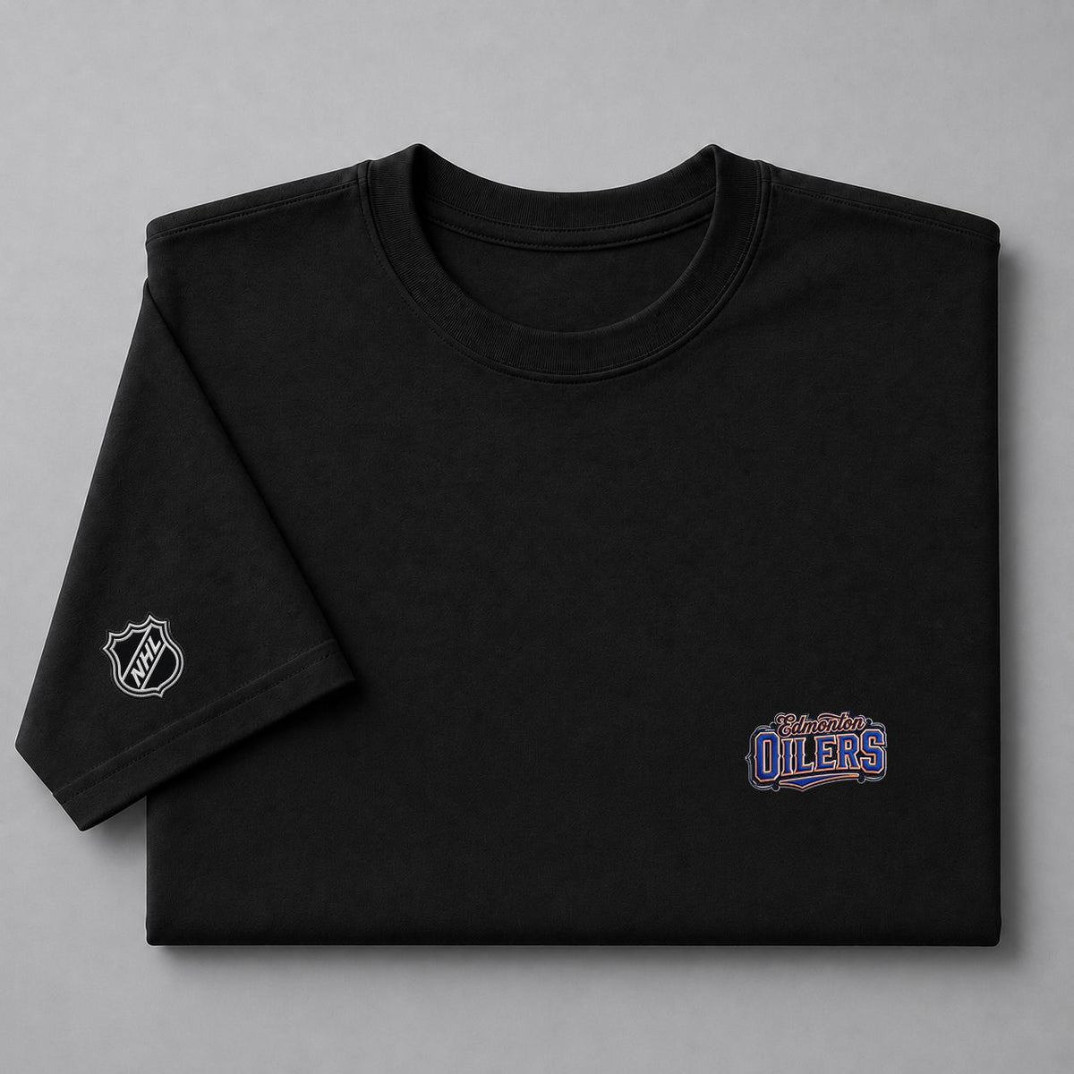 032 Edmonton Oilers Puff Embroidered Logo T-Shirt - Unisex Short Sleeve Tee