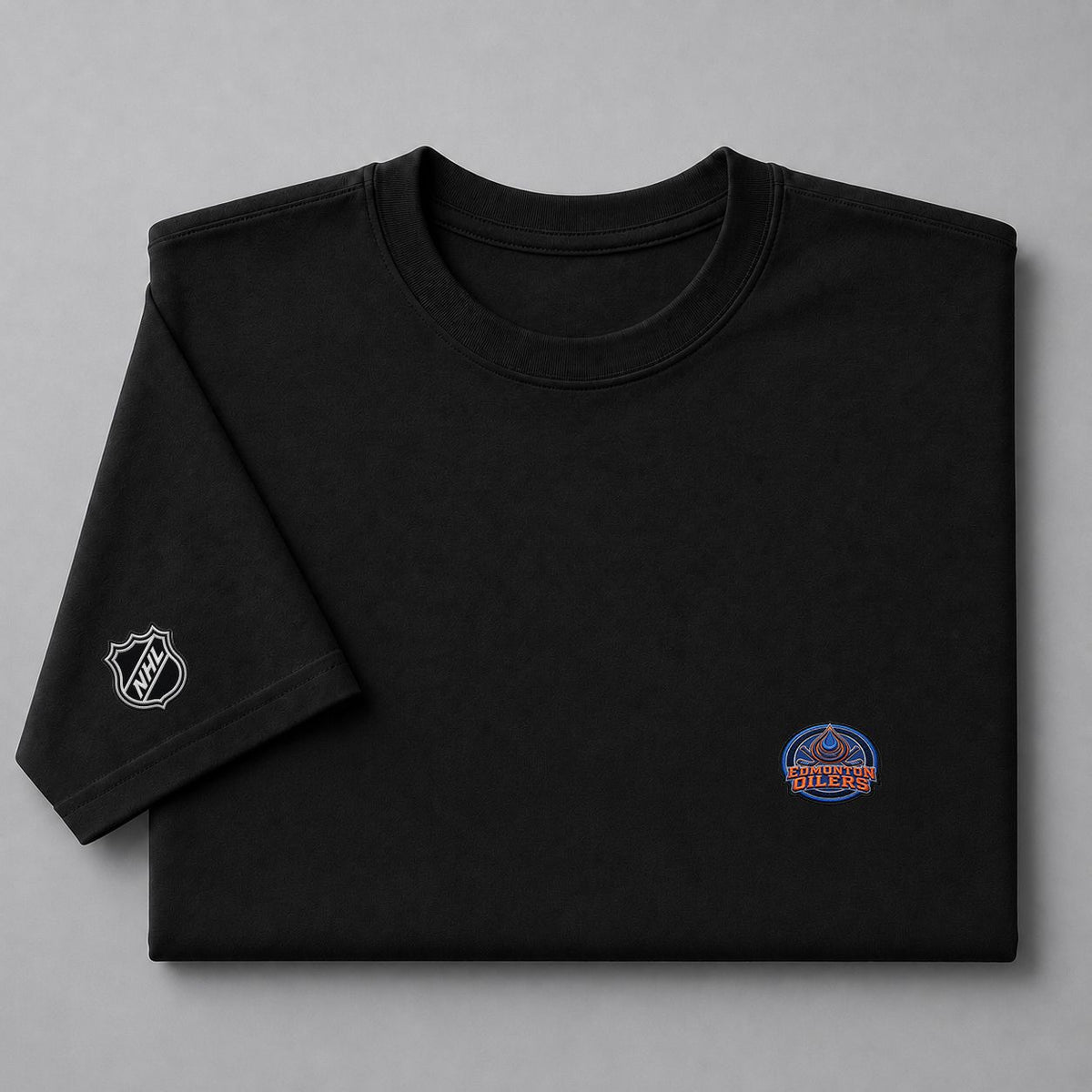 033 Edmonton Oilers Puff Embroidered Logo T-Shirt - Unisex Short Sleeve Tee