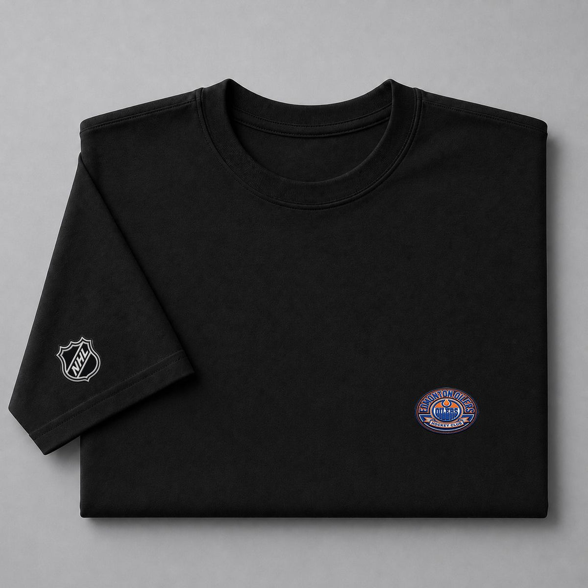 033 Edmonton Oilers Puff Embroidered Logo T-Shirt - Unisex Short Sleeve Tee