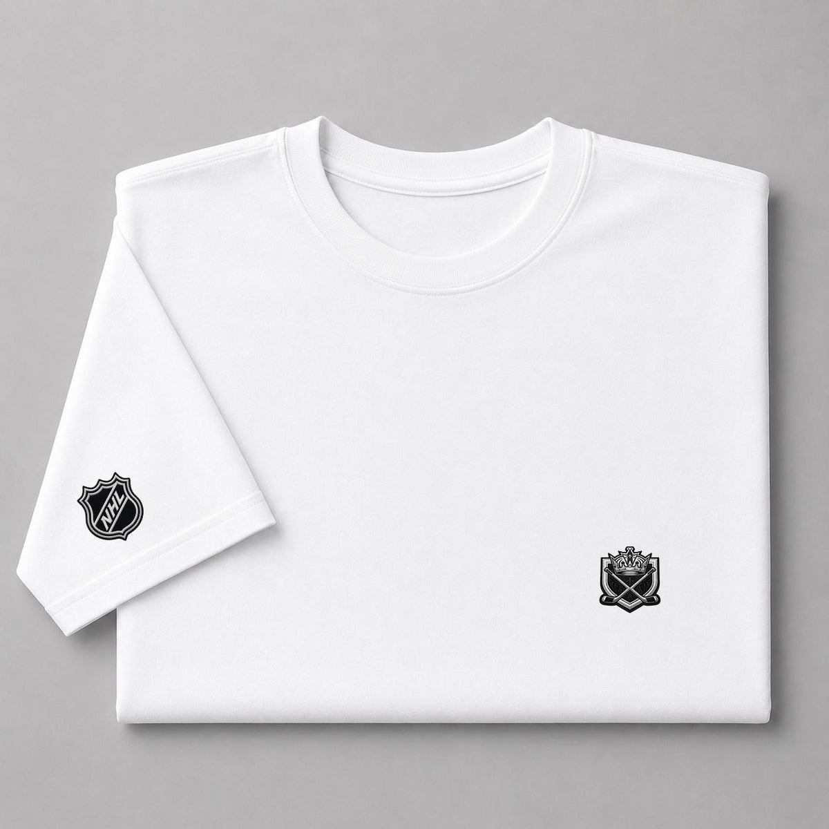 037 Los Angeles Kings Puff Embroidered Logo T-Shirt - Unisex Short Sleeve Tee