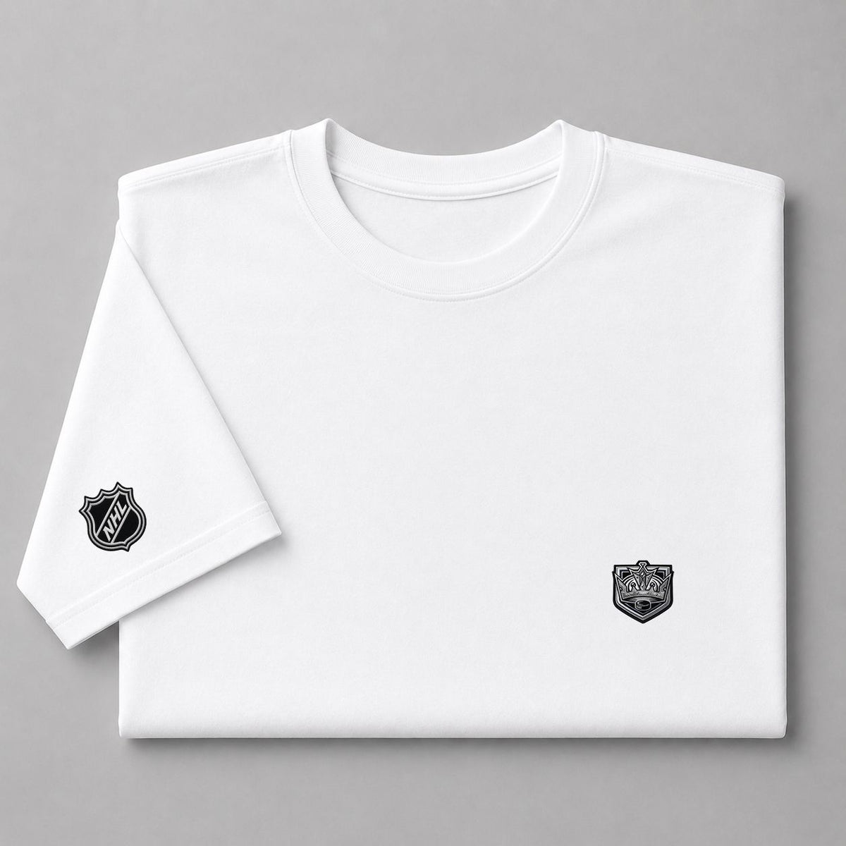 037 Los Angeles Kings Puff Embroidered Logo T-Shirt - Unisex Short Sleeve Tee