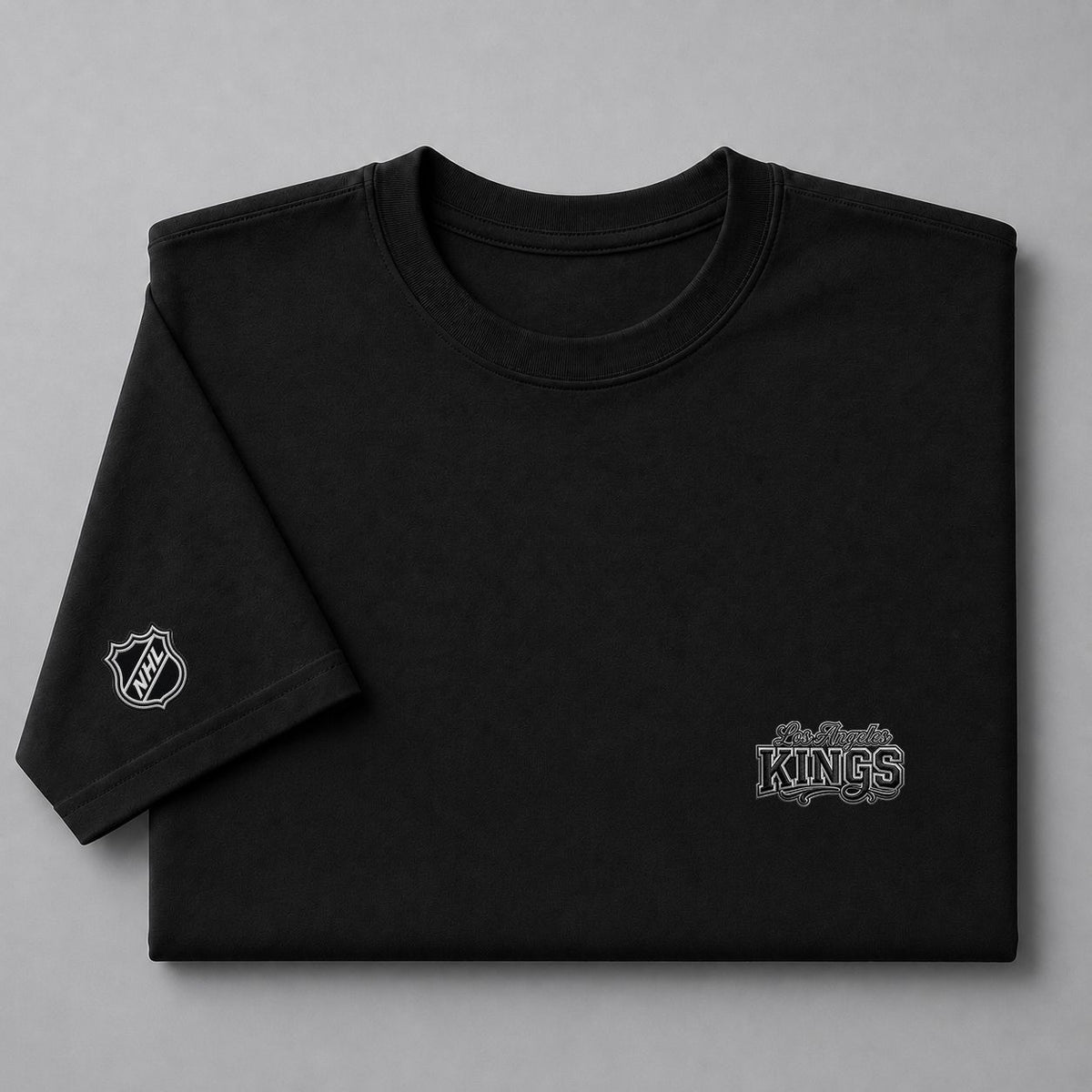 038 Los Angeles Kings Puff Embroidered Logo T-Shirt - Unisex Short Sleeve Tee