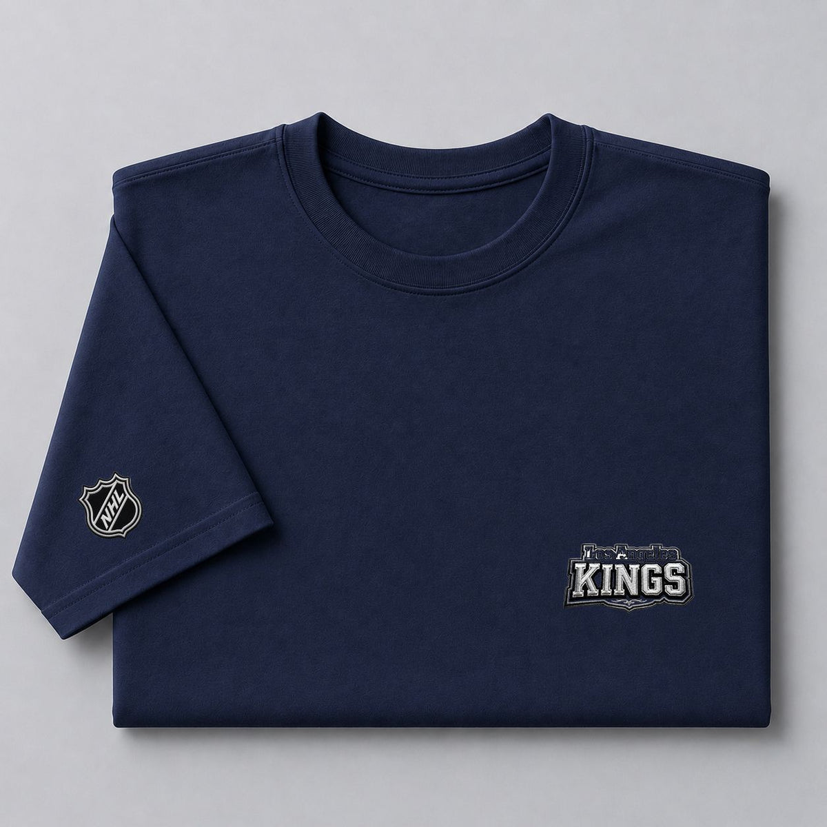 038 Los Angeles Kings Puff Embroidered Logo T-Shirt - Unisex Short Sleeve Tee