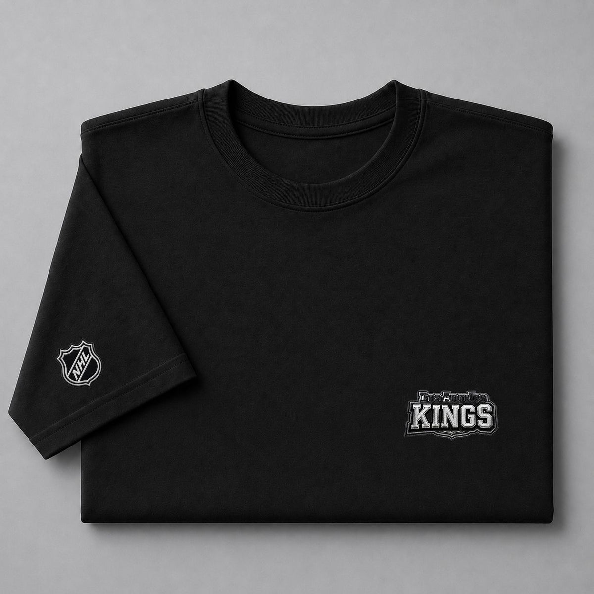 038 Los Angeles Kings Puff Embroidered Logo T-Shirt - Unisex Short Sleeve Tee