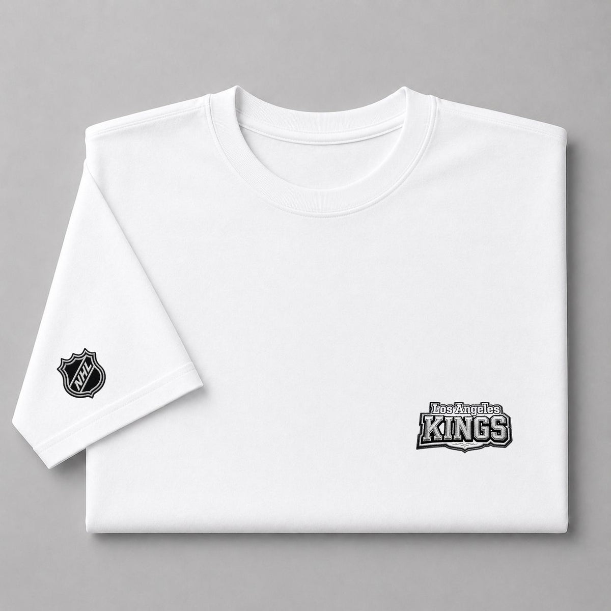 038 Los Angeles Kings Puff Embroidered Logo T-Shirt - Unisex Short Sleeve Tee