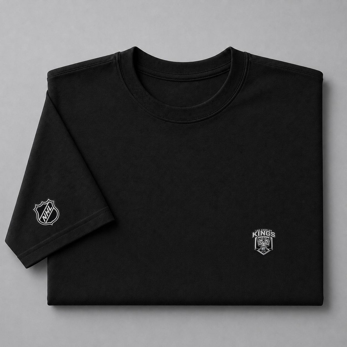 039 Los Angeles Kings Puff Embroidered Logo T-Shirt - Unisex Short Sleeve Tee