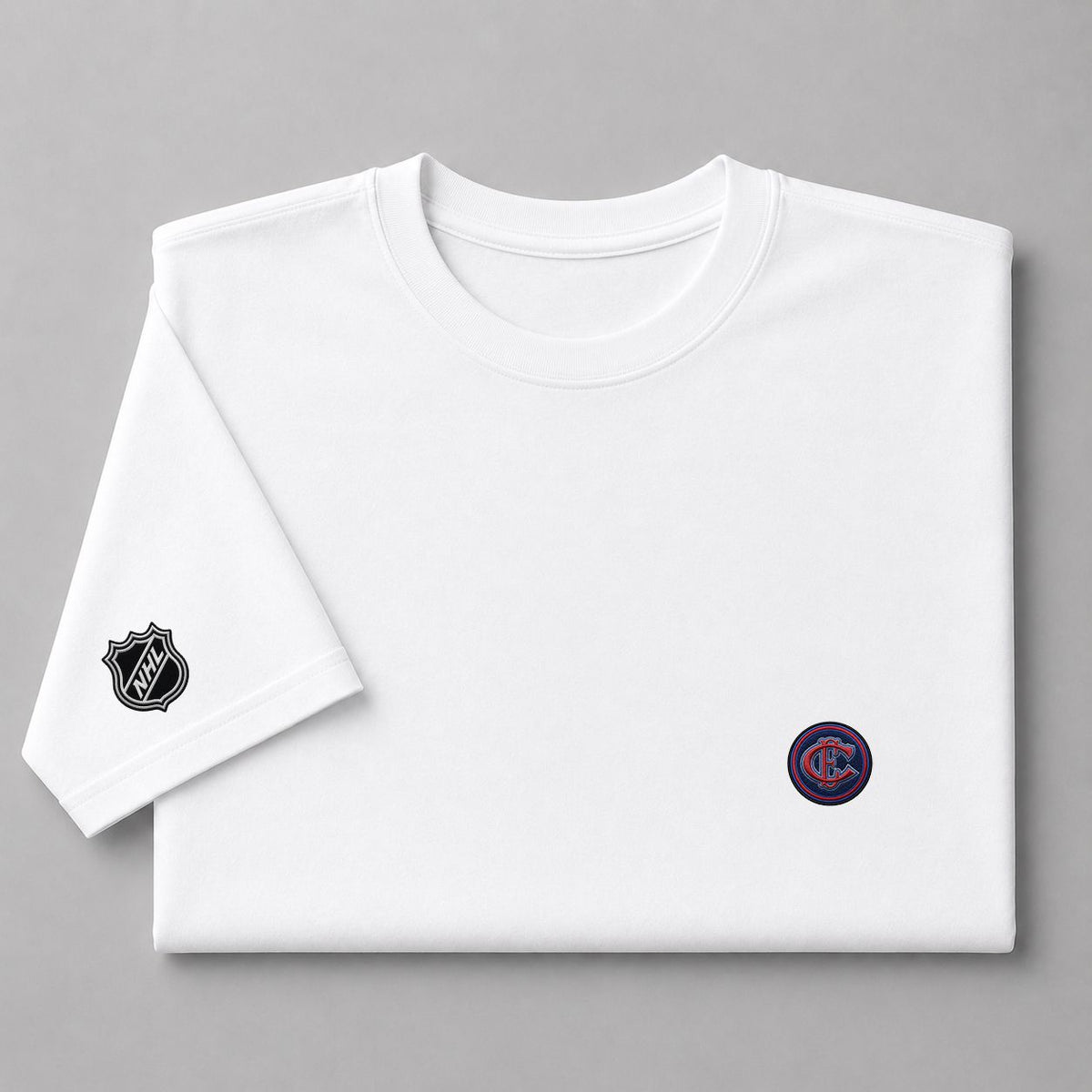 043 Montreal Canadiens Puff Embroidered Logo T-Shirt - Unisex Short Sleeve Tee