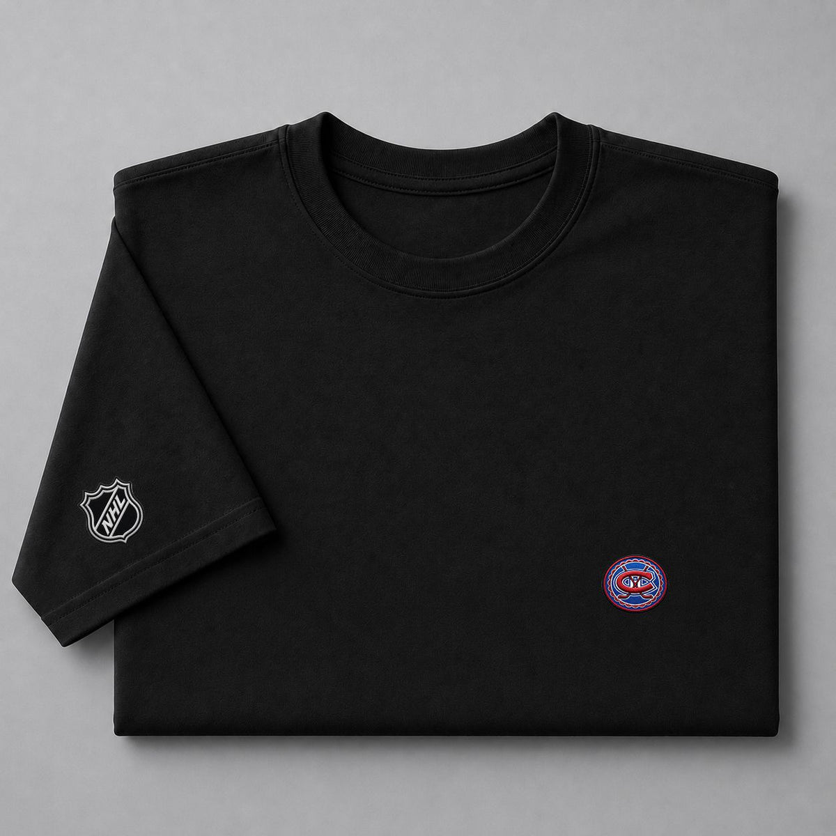043 Montreal Canadiens Puff Embroidered Logo T-Shirt - Unisex Short Sleeve Tee