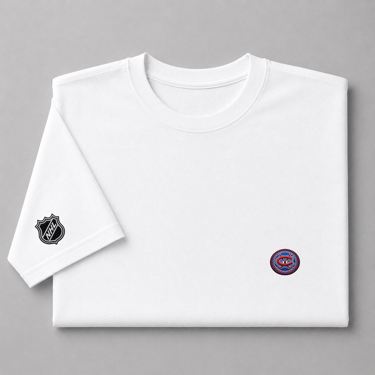 043 Montreal Canadiens Puff Embroidered Logo T-Shirt - Unisex Short Sleeve Tee